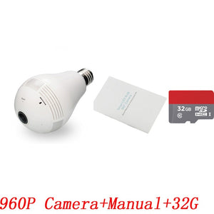 INQMEGA 960P Panoramic 360 Degree Bulb Light IP Camera Wireless Wifi FishEye Lens HD Lamp Camera Indoor Home Security Camera