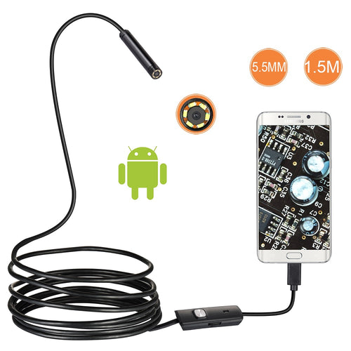 1/1.5/2M 7/5.5mm Lens Endoscope HD 480P USB OTG Snake Endoscope Waterproof Inspection Pipe Camera Borescope For Android Phone PC